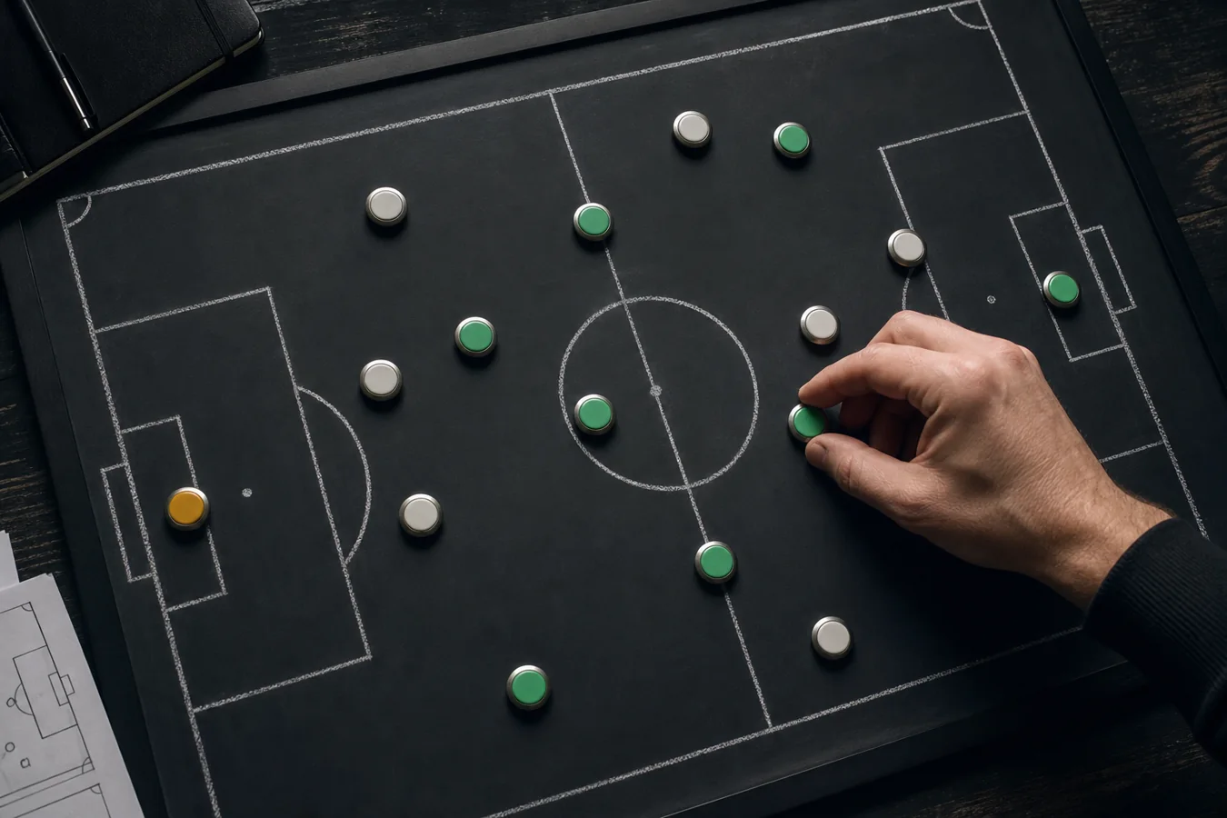 Farklı futbol dizilişlerini karşılaştıran taktik tahtası